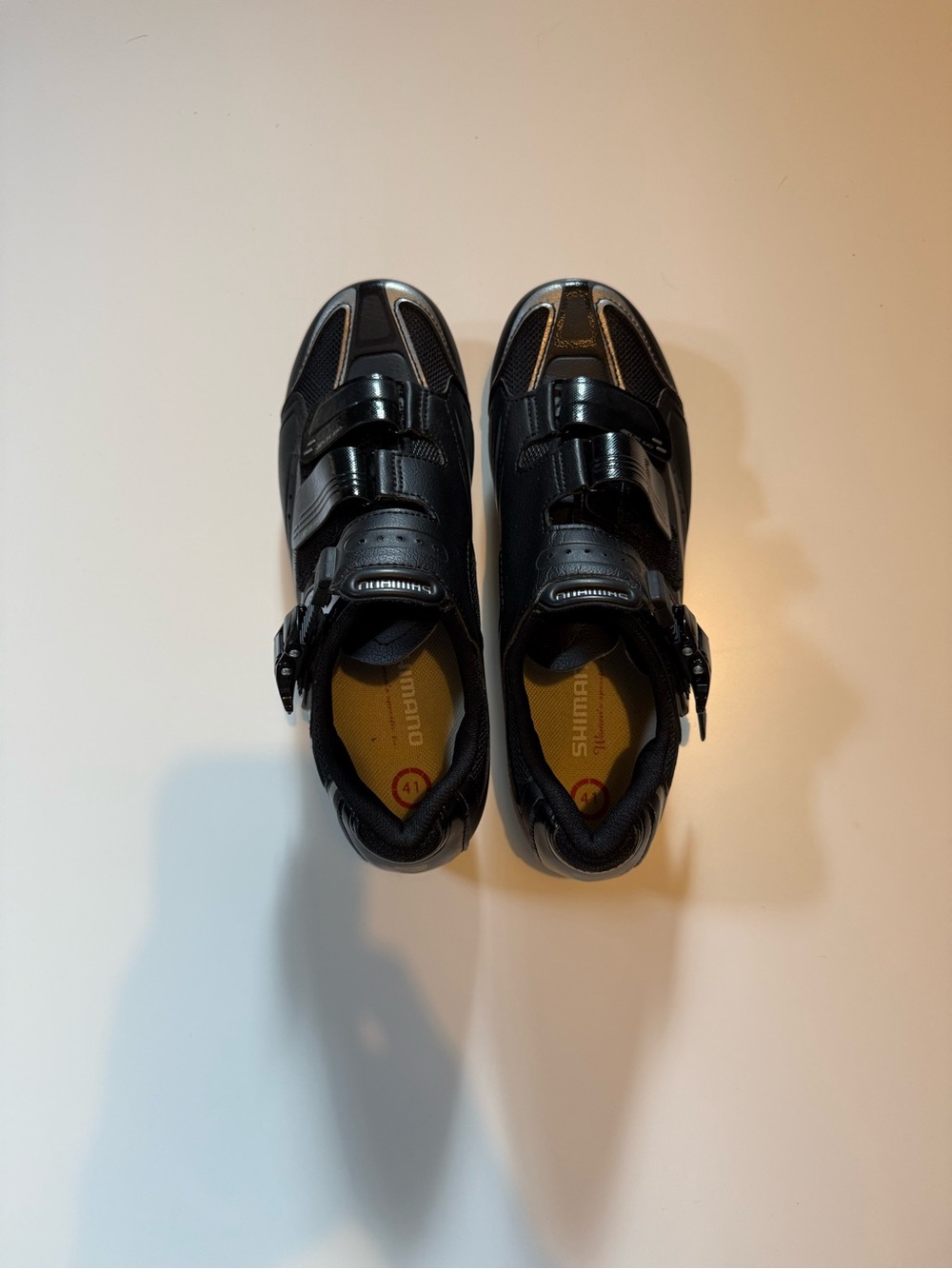 Shimano Black Cycling Sneakers with Yellow Insole.  NWT or box.